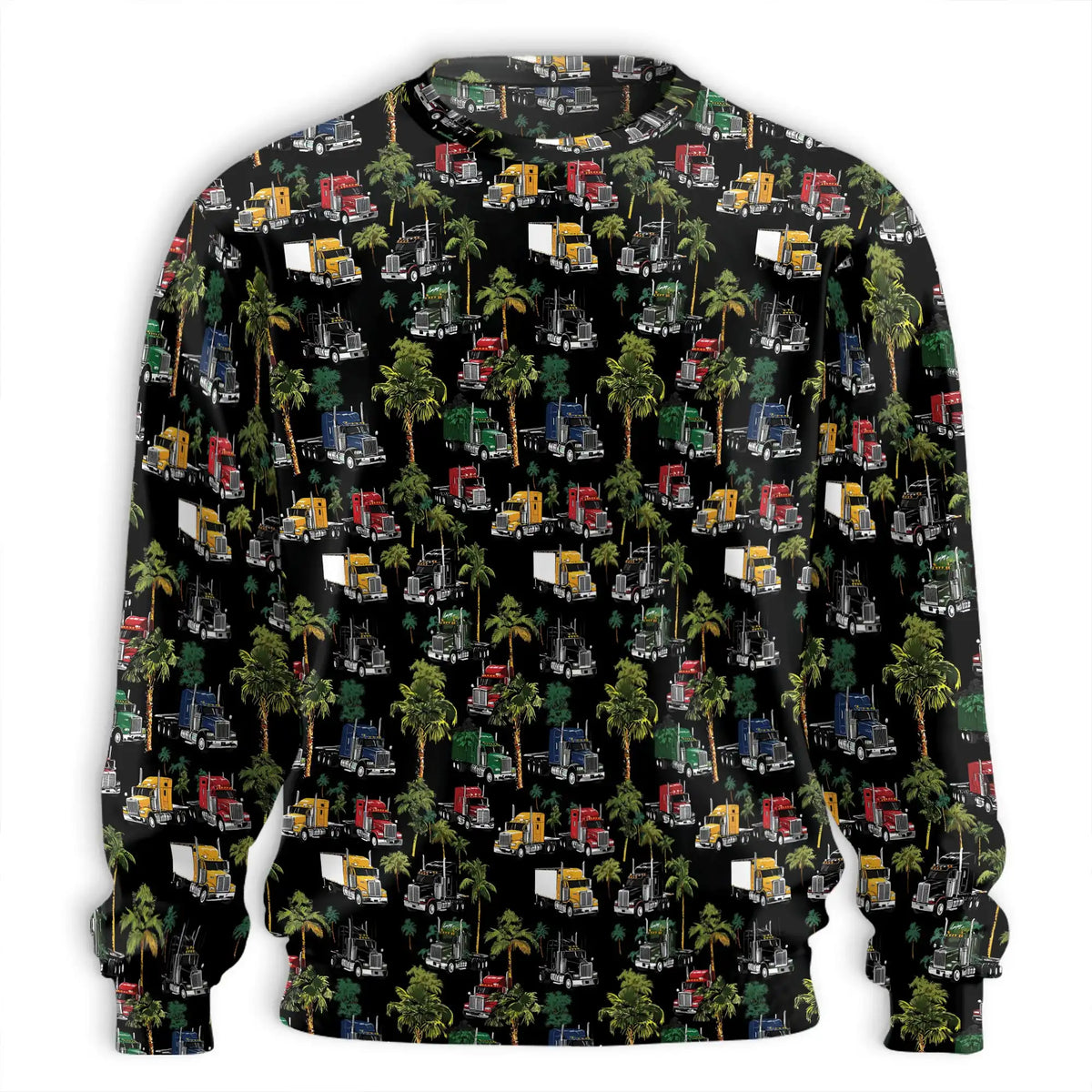 Semi Truck Palm Tree Sweatshirt – Tropical 3D All Over Print Design
