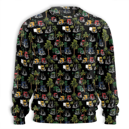 Semi Truck Palm Tree Sweatshirt – Tropical 3D All Over Print Design