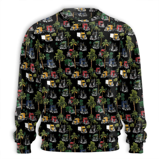 Semi Truck Palm Tree Sweatshirt – Tropical 3D All Over Print Design