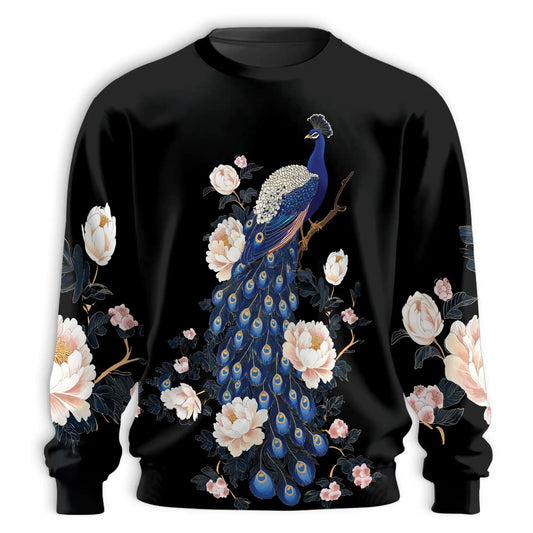 Peacock Peony Sweatshirt – Colorful Graphic 3D All Over Print Design