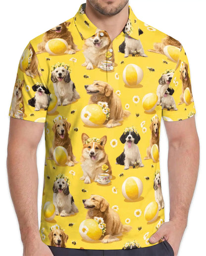 Golden Retriever Polo Shirt for Men, Cute Dog Lover Style | Azhawaiian