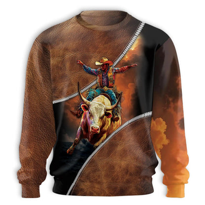 Rodeo Bull Riding Sweatshirt – Colorful Graphic 3D All Over Print Design