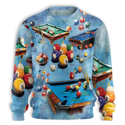 Billiards Pool Sweatshirt – Colorful Graphic 3D All Over Print Design