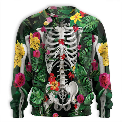 Skeleton Flowers Sweatshirt – Colorful Graphic 3D All Over Print Design