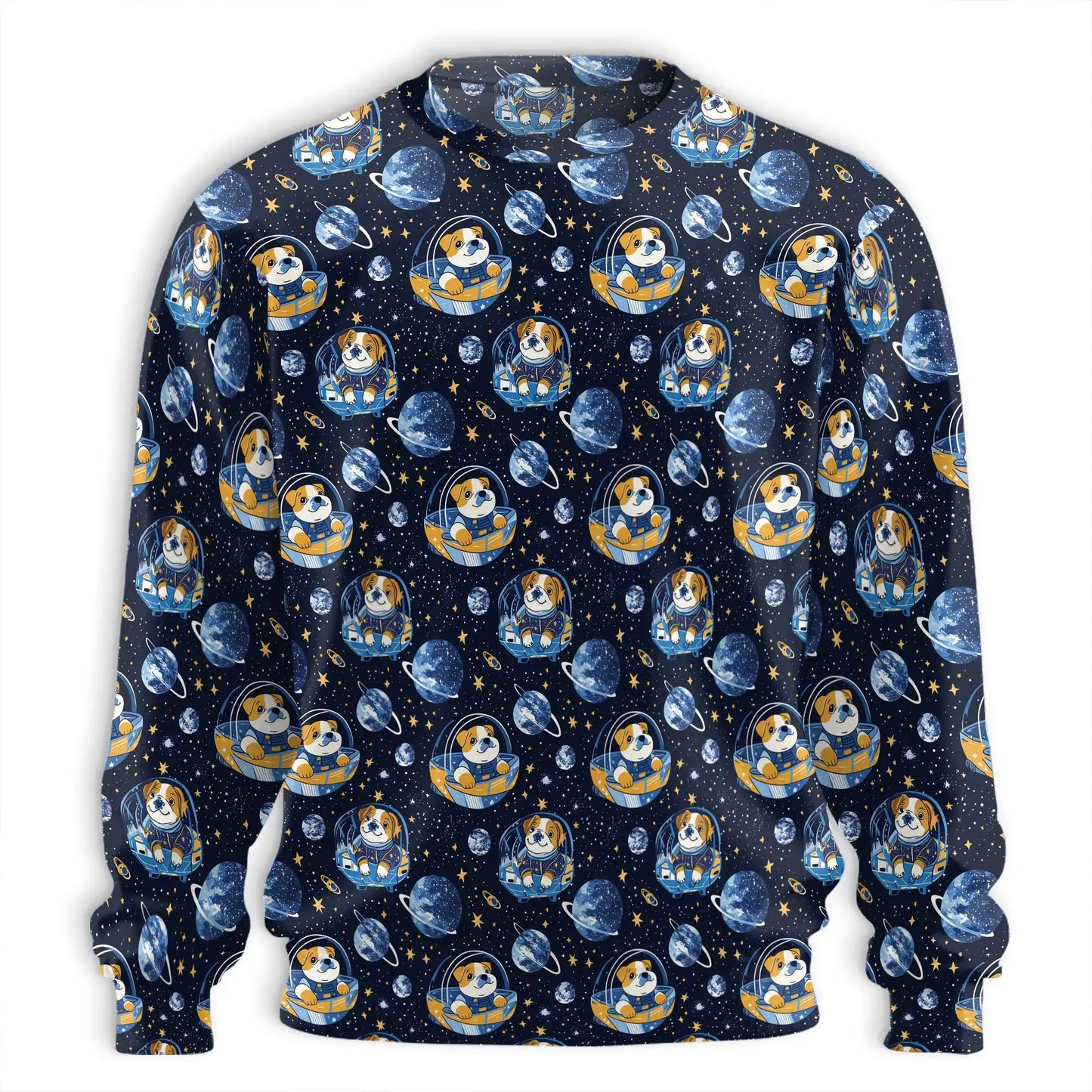 Space English Bulldog Astronaut Sweatshirt – Colorful Graphic 3D All Over Print Design