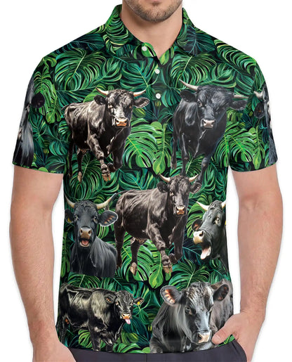 Black Angus Cattle Polo Shirt - Tropical Ranch Farm Style | Azhawaiian