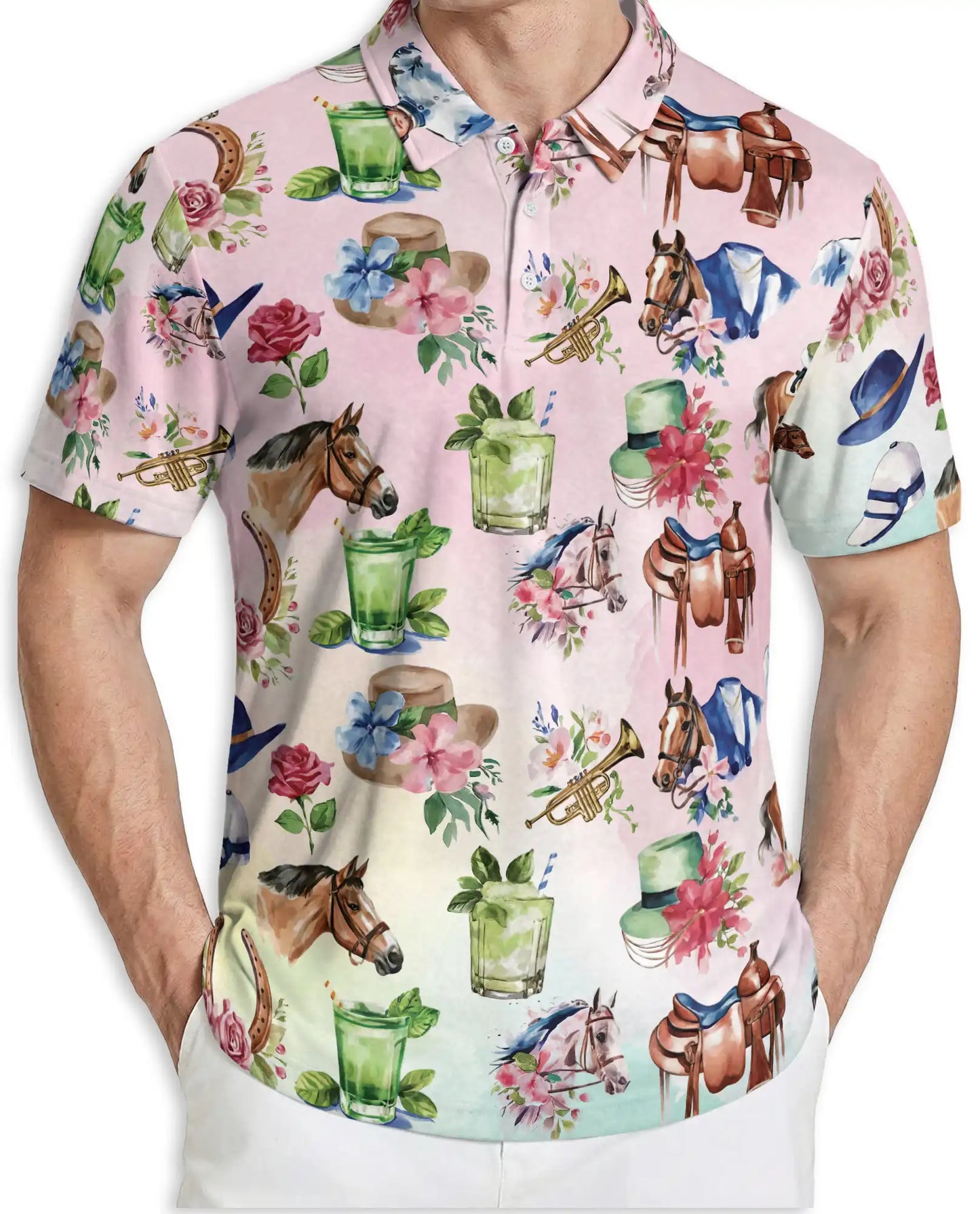 Western Horse Cowgirl 3D Polo Shirt for Men, Rustic Rodeo Country Style | Azhawaiian