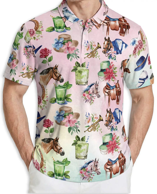 Western Horse Cowgirl 3D Polo Shirt for Men, Rustic Rodeo Country Style | Azhawaiian