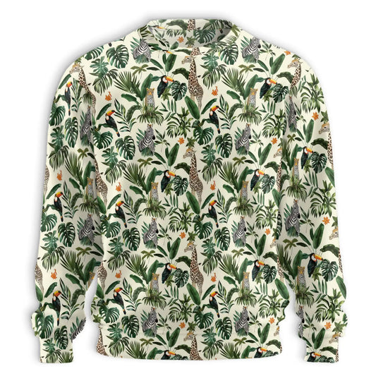 Botanical Jungle Animal Sweatshirt – Tropical Jungle 3D All Over Print Design