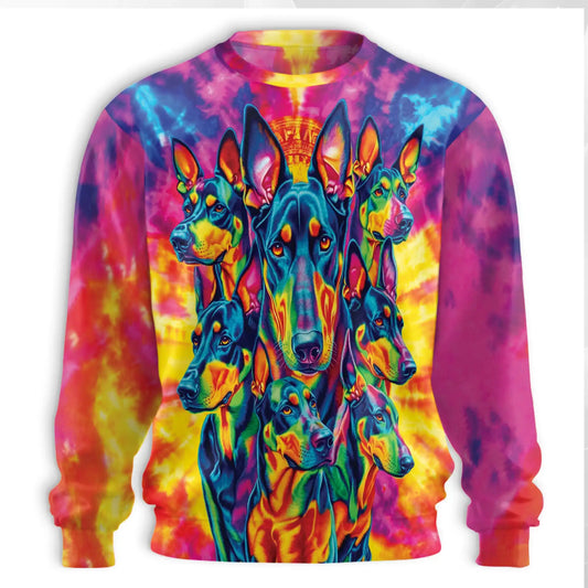 Colorful Doberman Pinscher Sweatshirt – Colorful Graphic 3D All Over Print Design