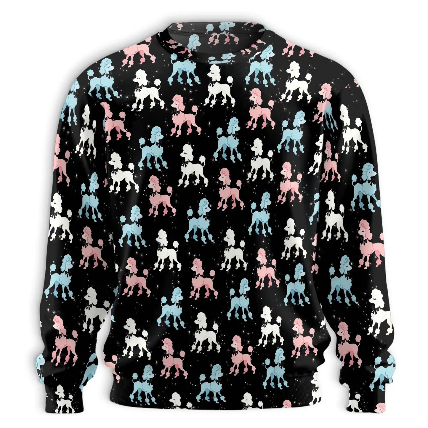 Retro Pink and Blue Poodle Sweatshirt – Vintage 3D All Over Print Design