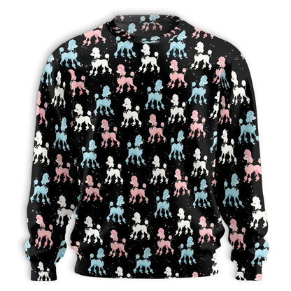 Retro Pink and Blue Poodle Sweatshirt – Vintage 3D All Over Print Design