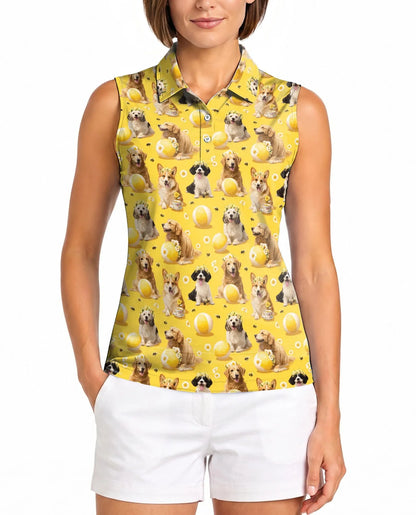Summer Dog Sleeveless Polo Shirt for Women, Cute Pet Lover Style | Azhawaiian