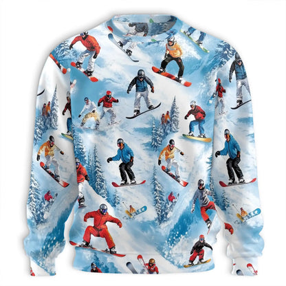 Snowboarding Skiing Sweatshirt – Colorful Graphic 3D All Over Print Design