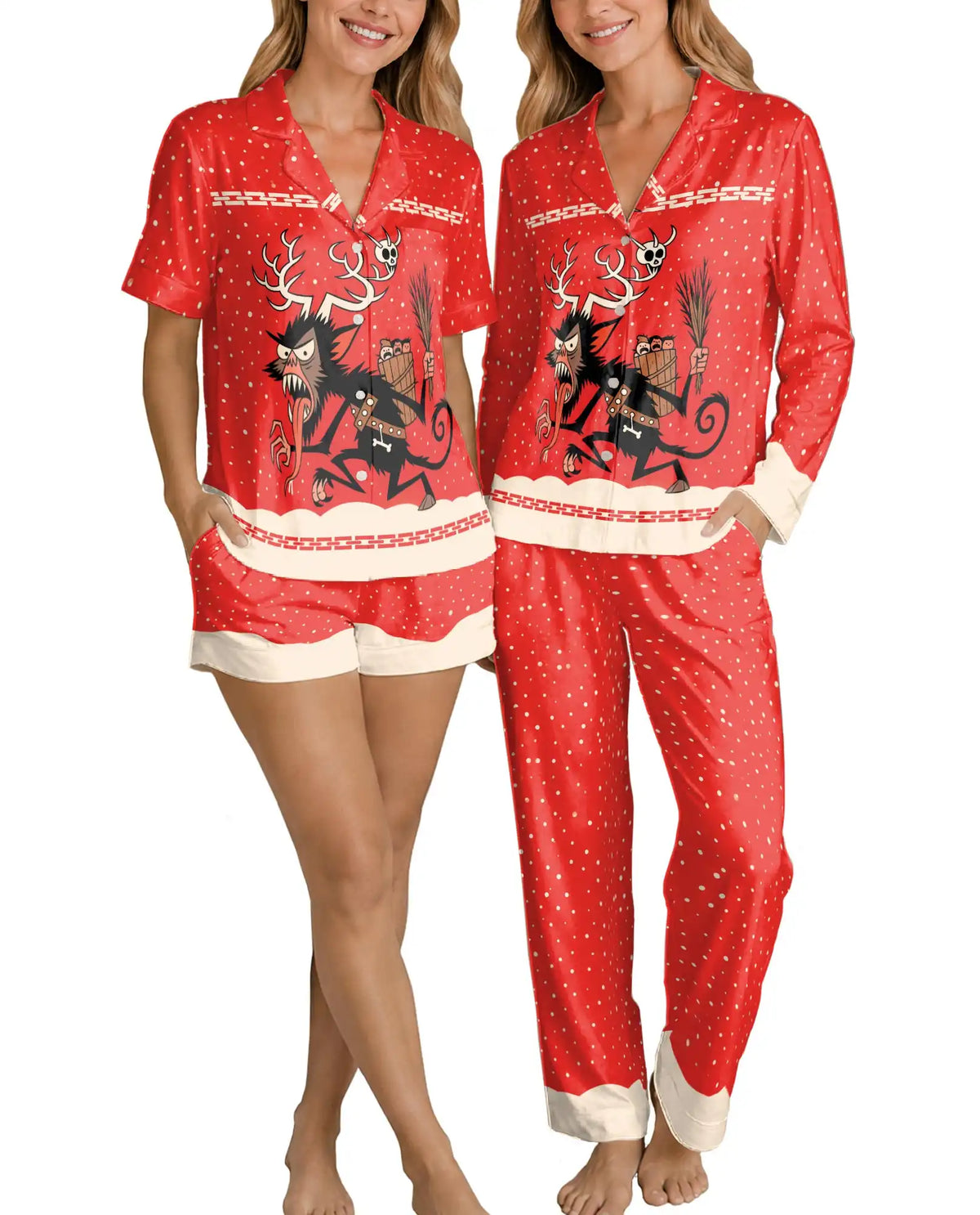 Christmas Pajama Set for Women, Reindeer Holiday Sleepwear with Winter Design