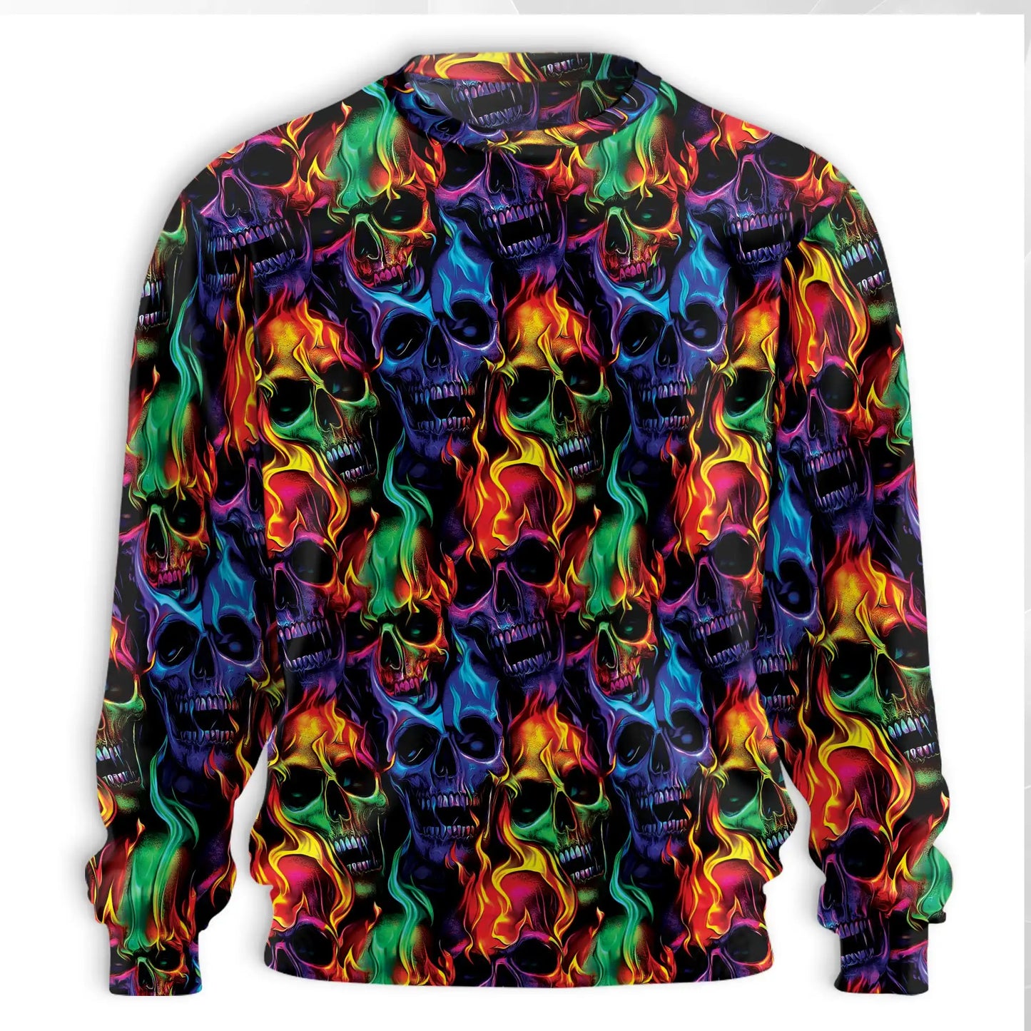 Flame Skull Sweatshirt – Colorful Graphic 3D All Over Print Design
