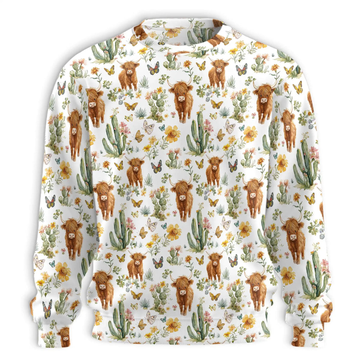 Cute Highland Cattle Sweatshirt – Colorful Graphic 3D All Over Print Design