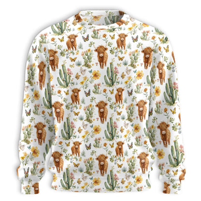 Cute Highland Cattle Sweatshirt – Colorful Graphic 3D All Over Print Design