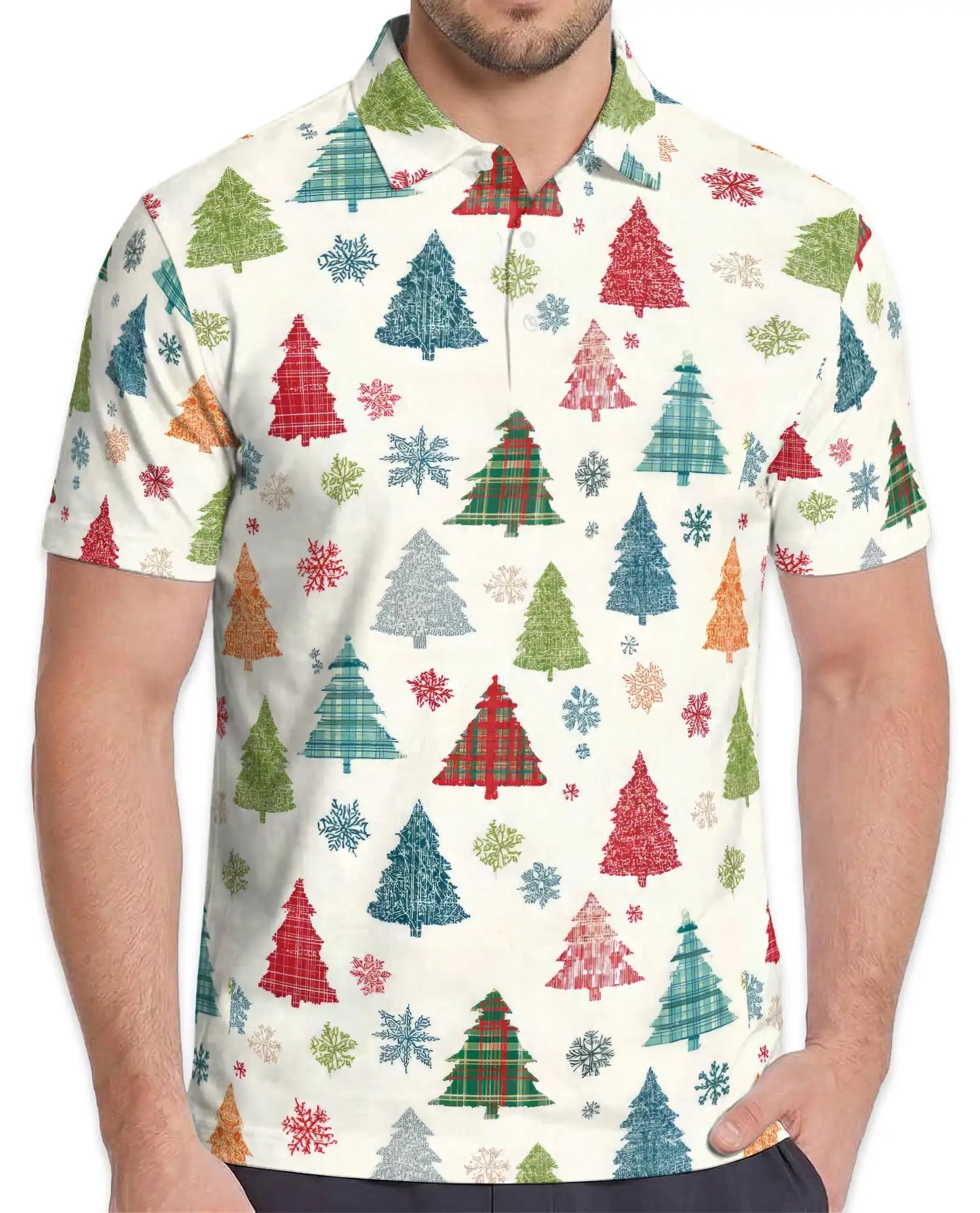 Plaid Christmas Tree Polo Shirt - Festive Holiday Style | Azhawaiian