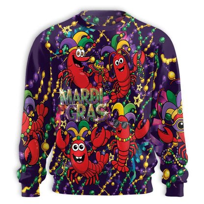 Happy Mardi Gras Shrimps Sweatshirt – Colorful Graphic 3D All Over Print Design