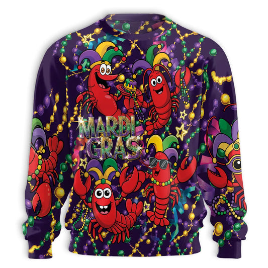 Happy Mardi Gras Shrimps Sweatshirt – Colorful Graphic 3D All Over Print Design