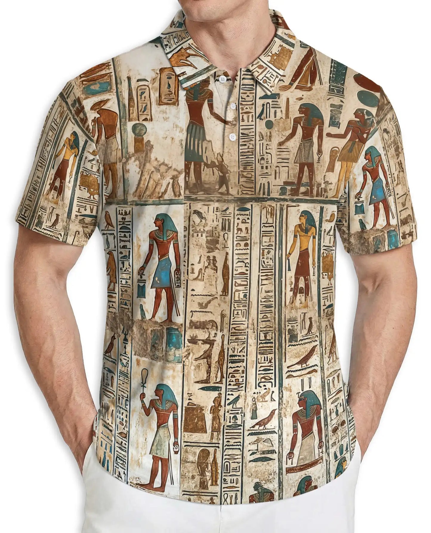 Egyptian Hieroglyph Polo Shirt, Ancient Egypt Art | Azhawaiian