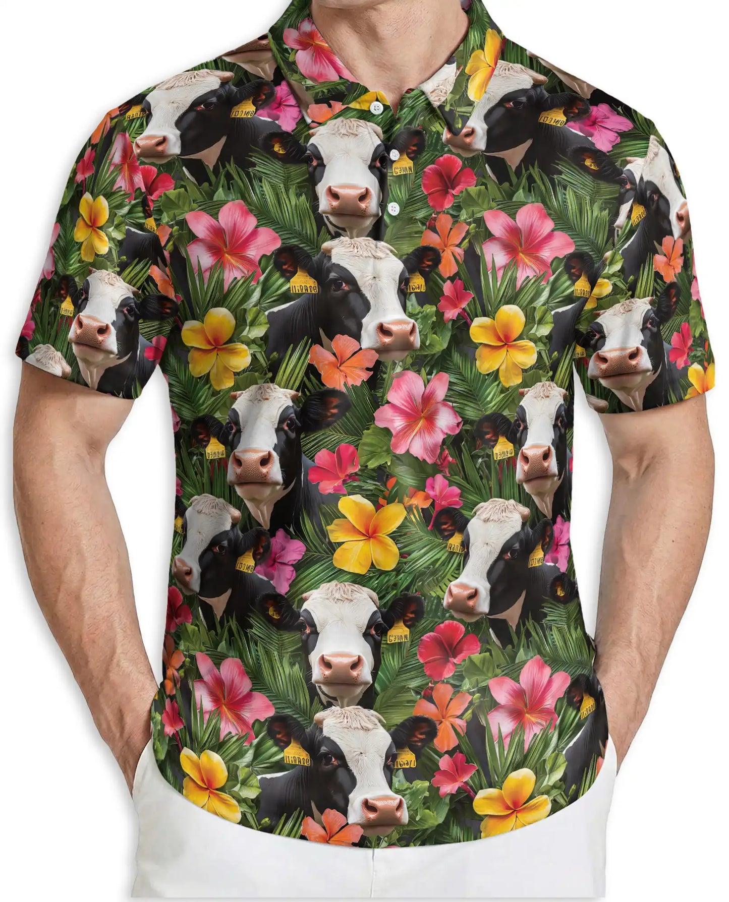 Cow Tropical Floral Polo Shirt | Azhawaiian