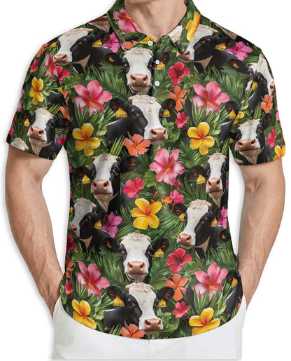 Cow Tropical Floral Polo Shirt | Azhawaiian