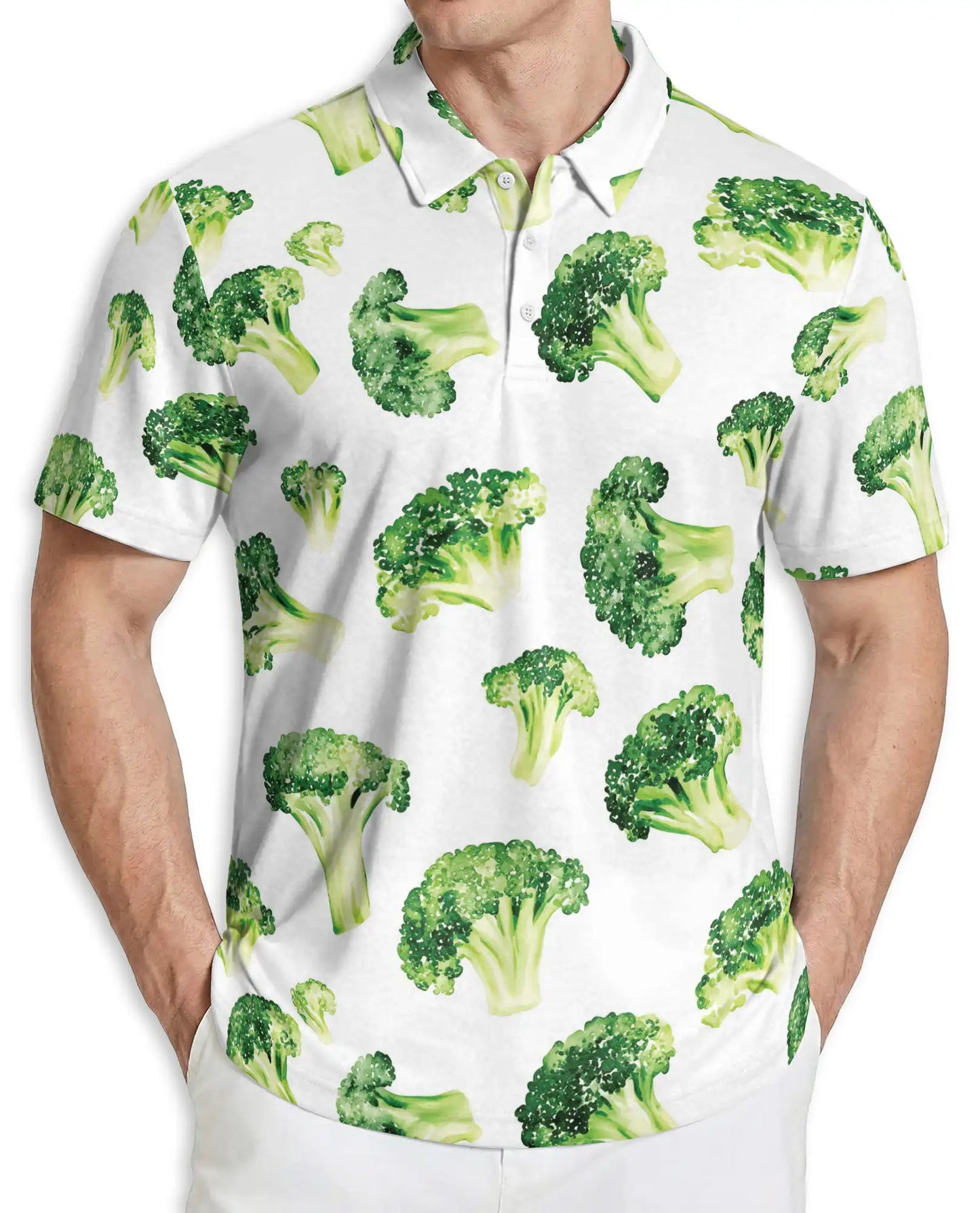 Broccoli Print Polo Shirt | Azhawaiian