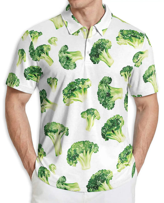 Broccoli Print Polo Shirt