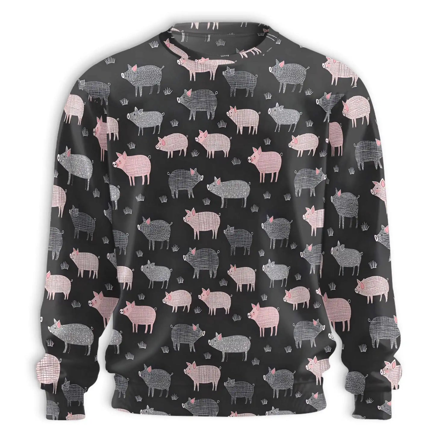 Pig Black Sweatshirt – Colorful Graphic 3D All Over Print Design