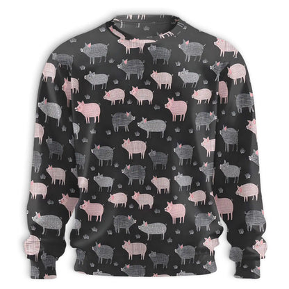 Pig Black Sweatshirt – Colorful Graphic 3D All Over Print Design