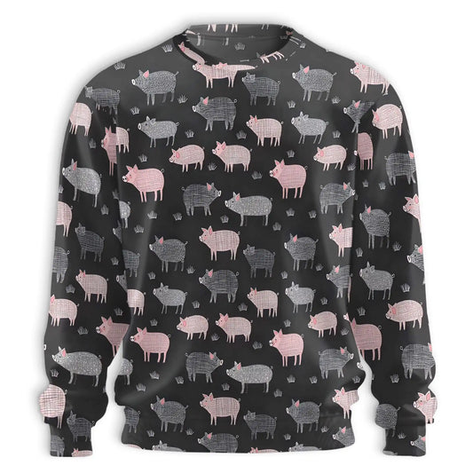 Pig Black Sweatshirt – Colorful Graphic 3D All Over Print Design