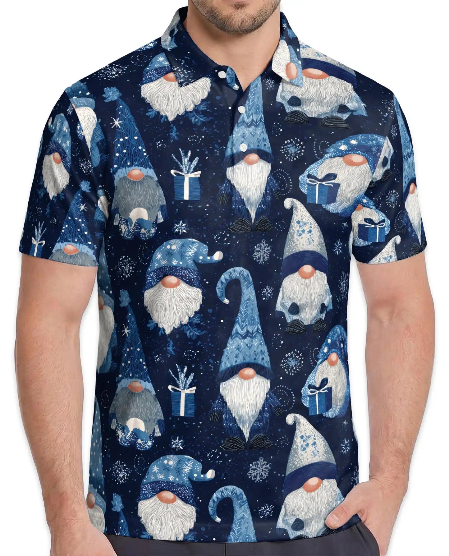 Christmas Gnome Polo Shirt - Cozy Nordic Holiday Style | Azhawaiian