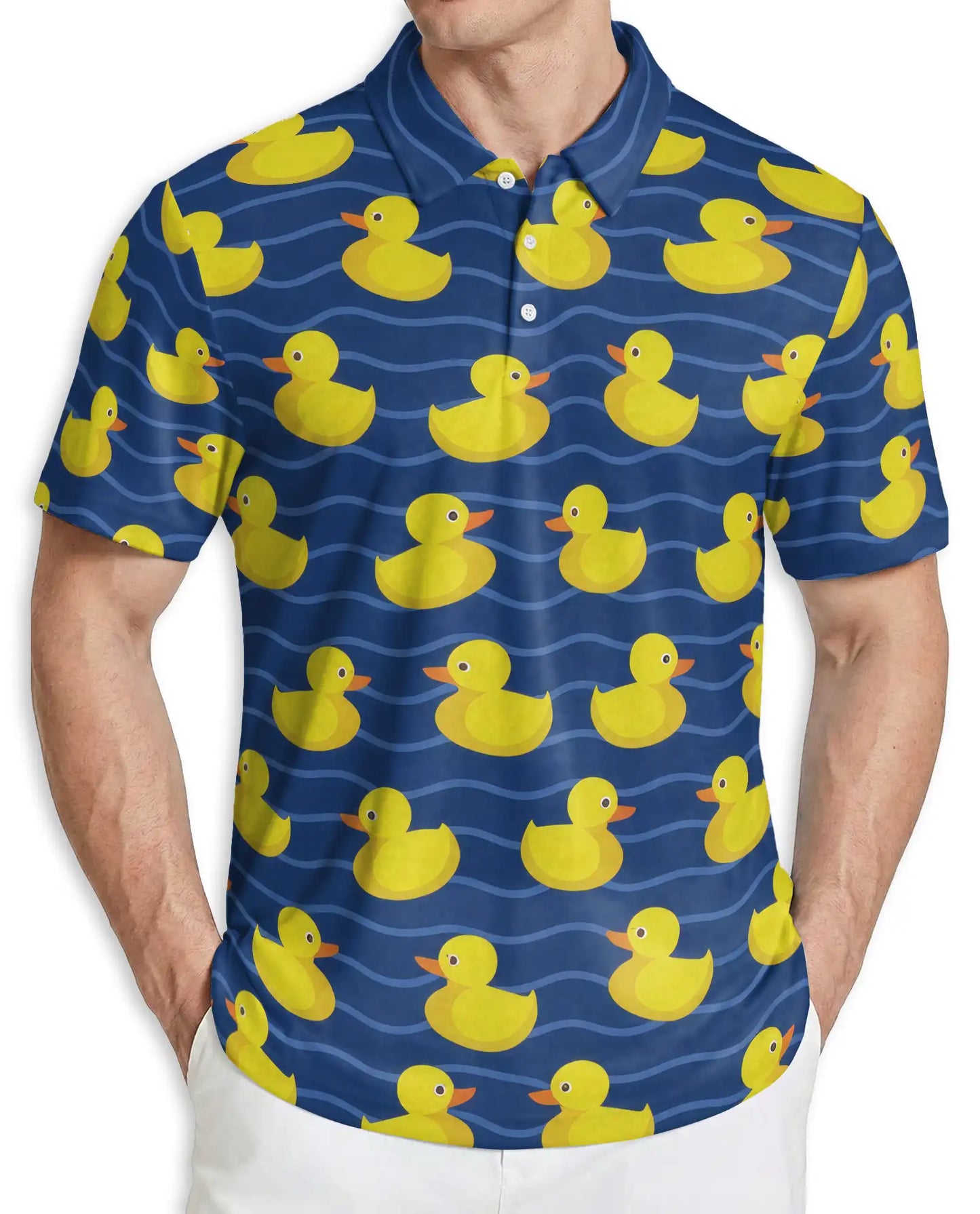 Yellow Duck Pattern Polo Shirt | Azhawaiian