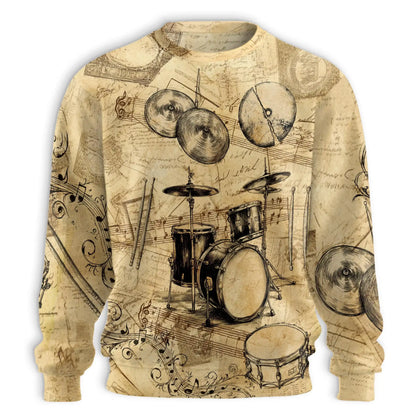 Drum Sweatshirt – Colorful Graphic 3D All Over Print Design