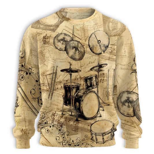 Drum Sweatshirt – Colorful Graphic 3D All Over Print Design