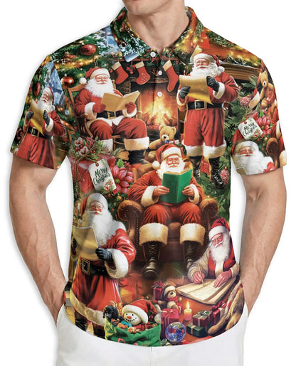 Santa Christmas Polo Shirt, Holiday Festive Style | Azhawaiian