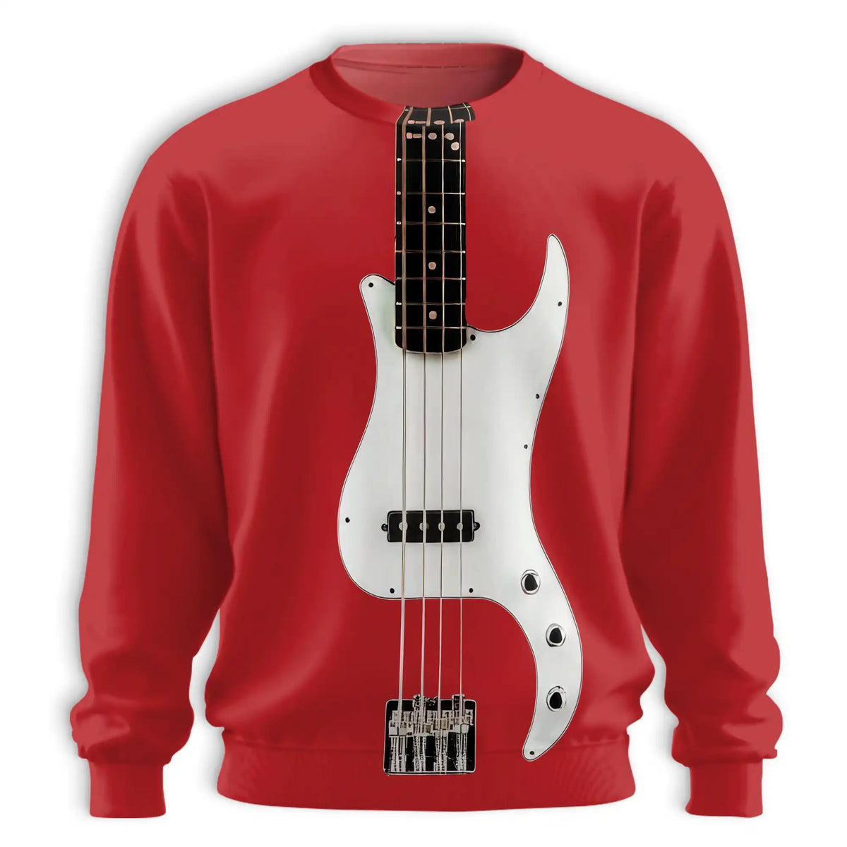 Red Bass Guitar Sweatshirt – Colorful Graphic 3D All Over Print Design