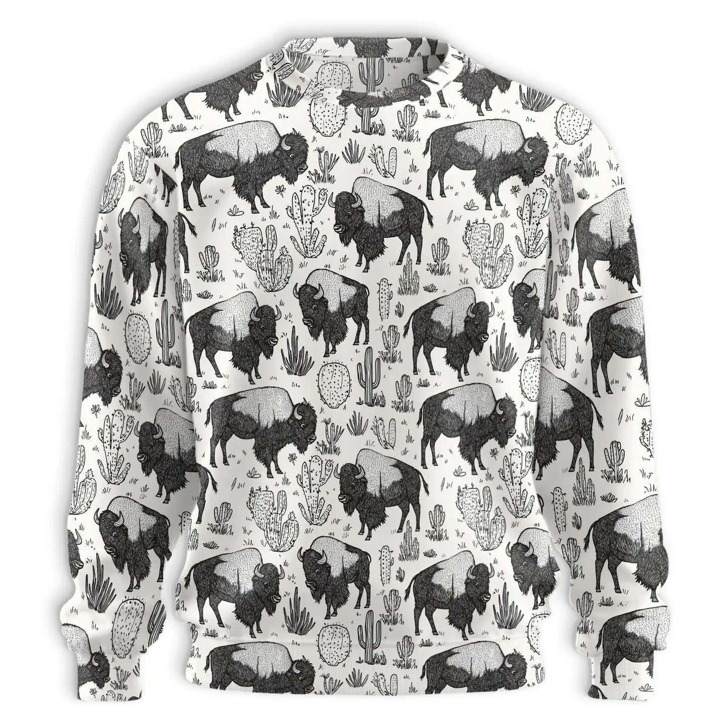 Bison Pattern Sweatshirt – Colorful Graphic 3D All Over Print Design