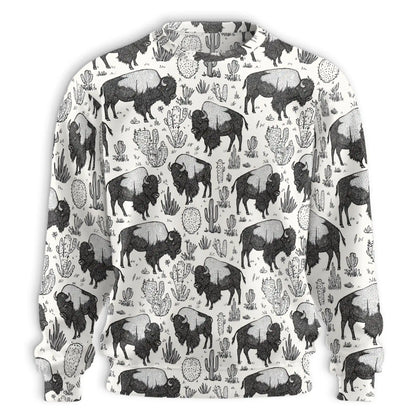 Bison Pattern Sweatshirt – Colorful Graphic 3D All Over Print Design