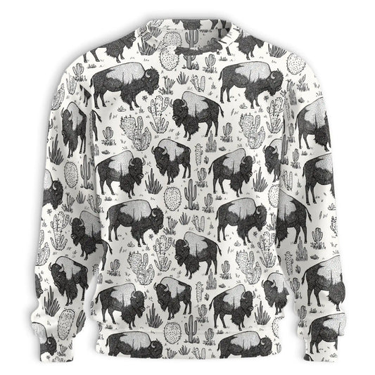 Bison Pattern Sweatshirt – Colorful Graphic 3D All Over Print Design