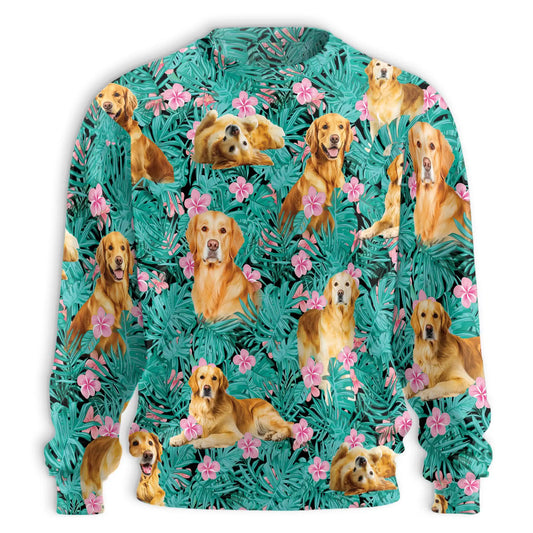 Palm Leaves Golden Retriever Sweatshirt – Tropical 3D All Over Print Design