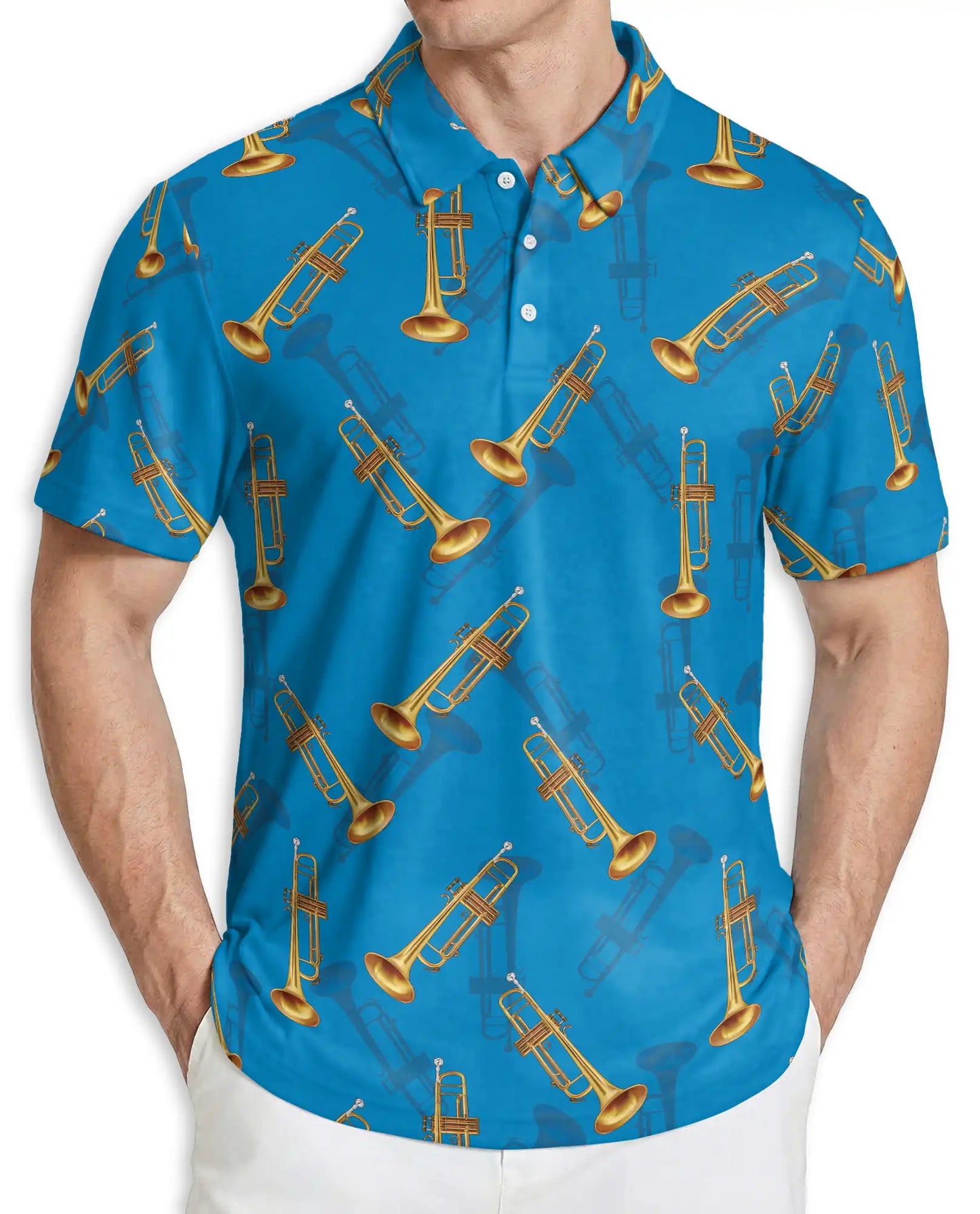 Trumpet Music Hawaiian 3D Polo Shirt for Men | Azhawaiian
