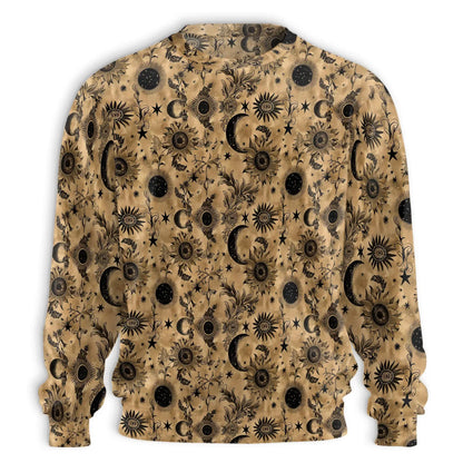 Vintage Celestial Sun Moon Stars Pattern Sweatshirt – Vintage 3D All Over Print Design