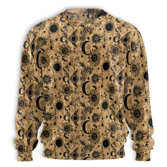 Vintage Celestial Sun Moon Stars Pattern Sweatshirt – Vintage 3D All Over Print Design