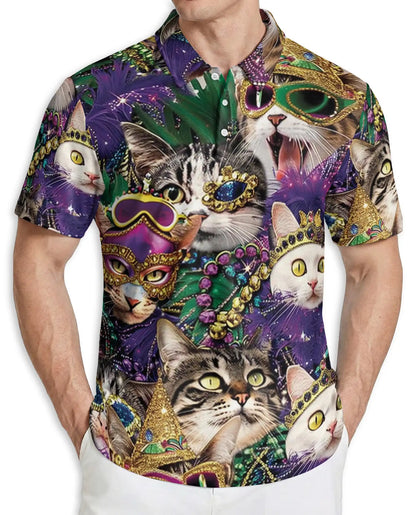 Mardi Gras Cat Mask Polo Shirt | Azhawaiian