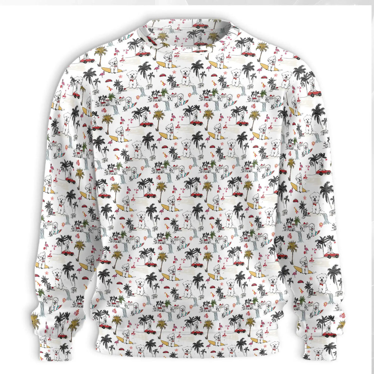 White Terrier Tropical Sweatshirt – Tropical 3D All Over Print Design