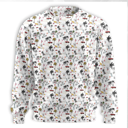 White Terrier Tropical Sweatshirt – Tropical 3D All Over Print Design