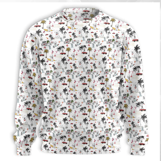 White Terrier Tropical Sweatshirt – Tropical 3D All Over Print Design